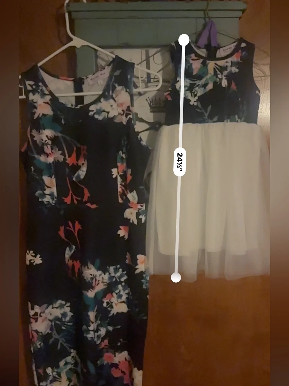 Matching Floral Navy and White Girls' Dress Set